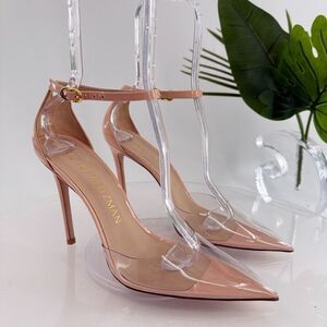 Stuart Weitzman Stuart PVC Pointed Toe Pump 9.5 Nude Patent Leather Stilleto